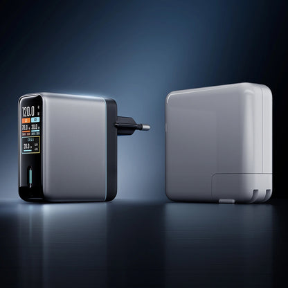 Mrežni punjač s USB-C kabelom Cuktech AD1204U Display, 120W, 6A, 1 x USB-A - 2 x USB-C, Srebrni