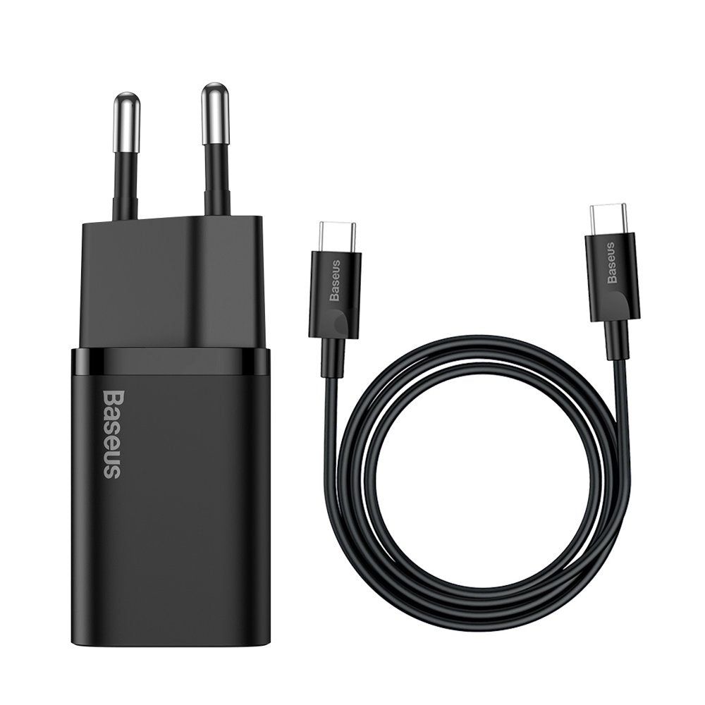 Punjač za mrežu s USB-C kabelom Baseus Super Si, 25W, 3A, 1 x USB-C, crni TZCCSUP-L01