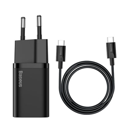 Punjač za mrežu s USB-C kabelom Baseus Super Si, 25W, 3A, 1 x USB-C, crni TZCCSUP-L01