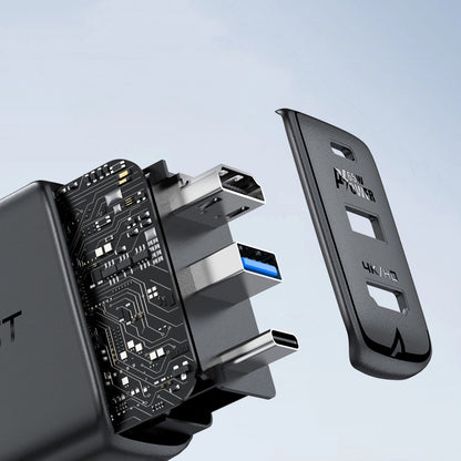 Punjač za mrežu s kabelom Acefast A17 Hub TV, 65W, 3A, 1 x HDMI - 1 x USB-A - 1 x USB-C, crni