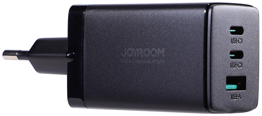 Punjač za mrežu s USB-C kabelom Joyroom TCG01, 65W, 3.25A, 1 x USB-A - 2 x USB-C, Crni