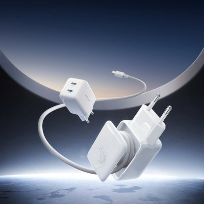 Mrežni punjač s USB-C kabelom Joyroom JR-TCL05, 45W, 3A, 2 x USB-C, Bijeli