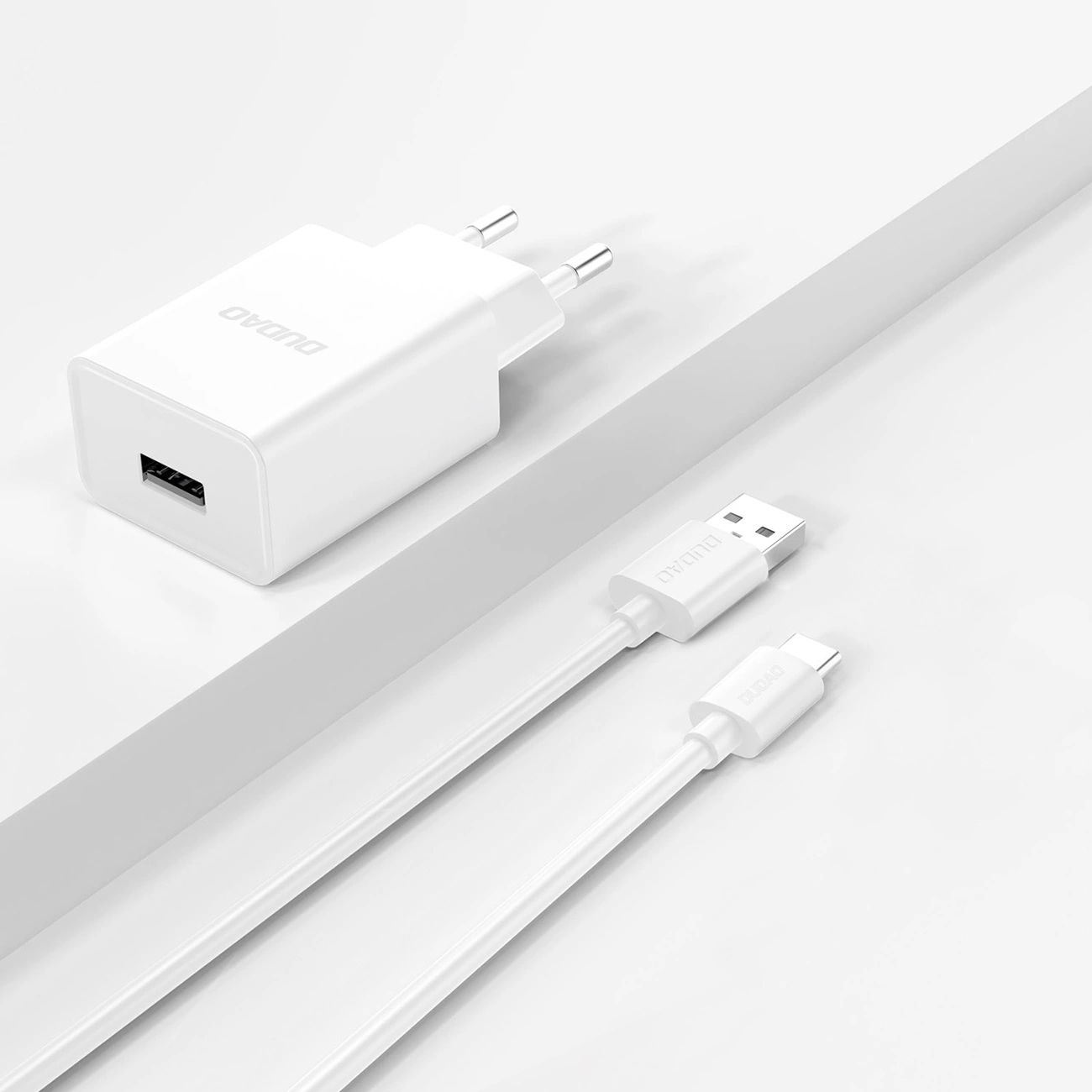 Punjač za mrežu s USB-C kabelom Dudao A4EU, 10W, 2.1A, 1 x USB-A, Bijeli