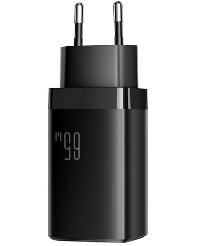Punjač za mrežu s USB-C kabelom Joyroom JR-TG10, 65W, 3.25A, 1 x USB-A - 2 x USB-C, Crna