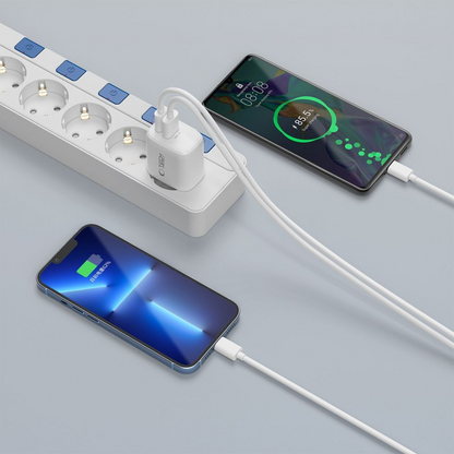 Punjač za mrežu s USB-C kabelom Tech-Protect NCA20, 20W, 3A, 1 x USB-A - 1 x USB-C, Bijela