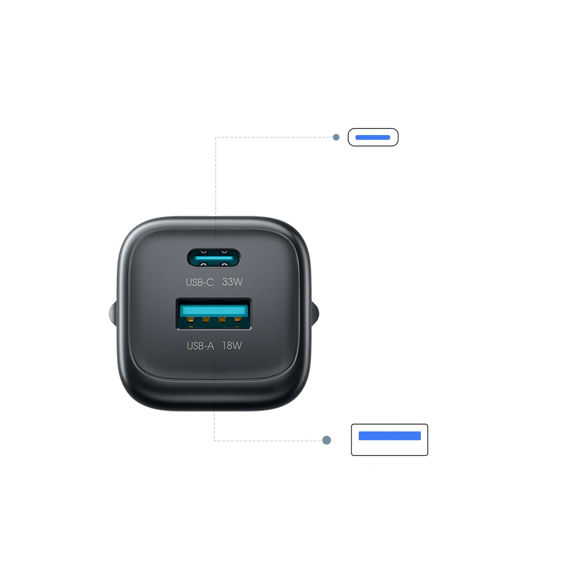 Punjač za mrežu s USB-C kabelom Joyroom JR-TG7, 33W, 3A, 1 x USB-A - 1 x USB-C, Crna