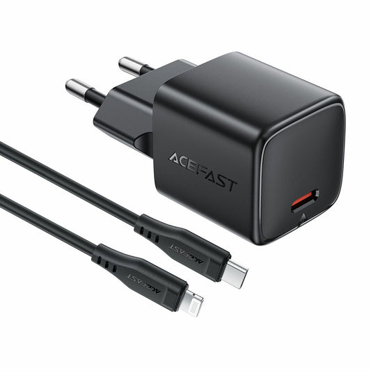 Mrežni punjač s Lightning kabelom Acefast A118, 30W, 3A, 1 x USB-C, Crni