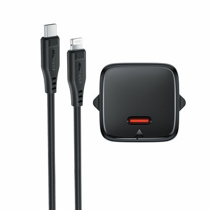 Mrežni punjač s Lightning kabelom Acefast A118, 30W, 3A, 1 x USB-C, Crni