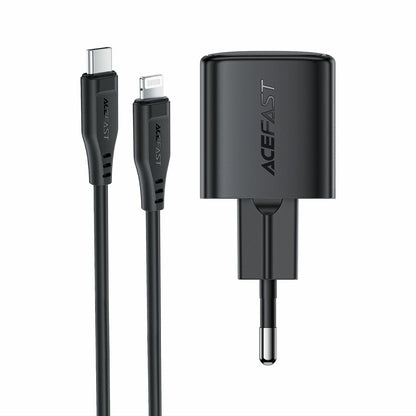 Mrežni punjač s Lightning kabelom Acefast A118, 30W, 3A, 1 x USB-C, Crni