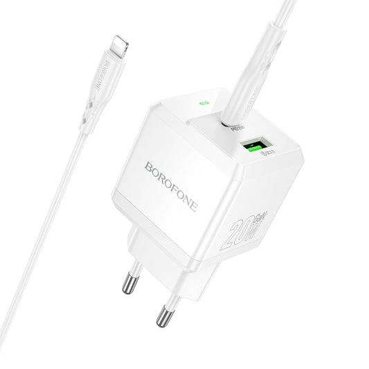 Mrežni punjač s Lightning kabelom Borofone BN19 Intenso, 20W, 3A, 1 x USB-A - 1 x USB-C, Bijeli
