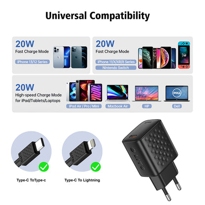 Punjač mreže s Lightning kabelom Lito LC13L, 20W, 3A, 1 x USB-C, Crni