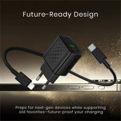 Punjač mreže s Lightning kabelom Lito LC15L, 20W, 3A, 1 x USB-A - 1 x USB-C, Crni