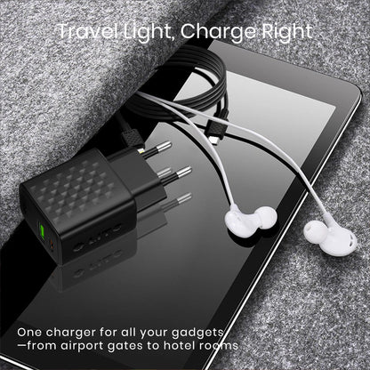Punjač mreže s Lightning kabelom Lito LC15L, 20W, 3A, 1 x USB-A - 1 x USB-C, Crni