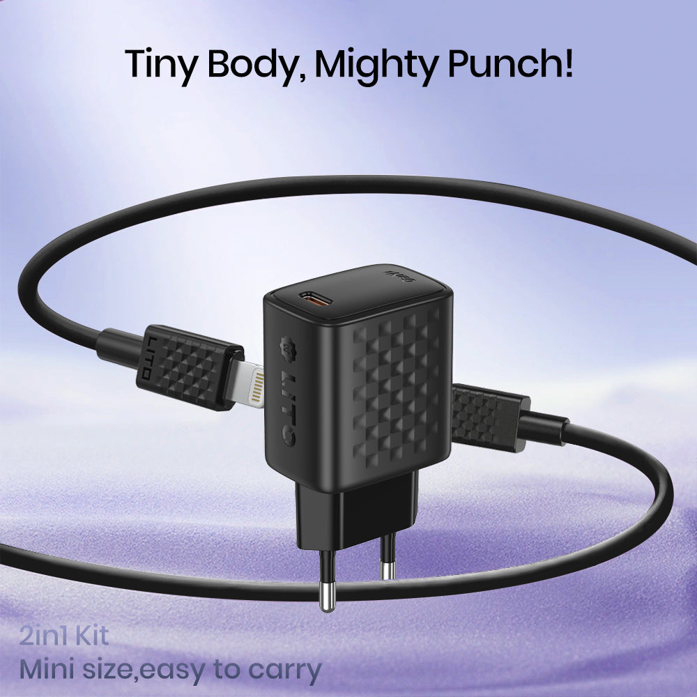 Punjač za mrežu s Lightning kabelom Lito LC17L, 30W, 3A, 1 x USB-C, Crni