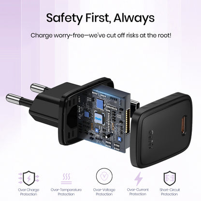 Punjač za mrežu s Lightning kabelom Lito LC17L, 30W, 3A, 1 x USB-C, Crni