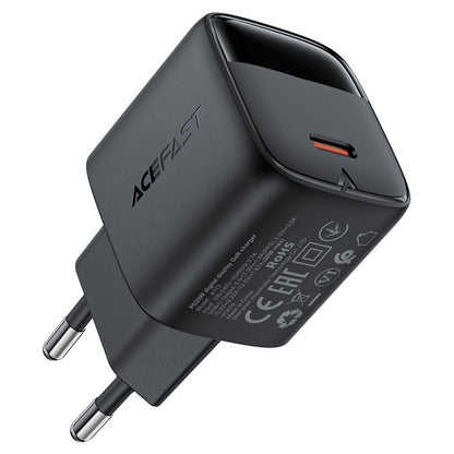Punjač mreže s USB-C kabelom Acefast A113 Display, 20W, 3A, 1 x USB-C, Crni