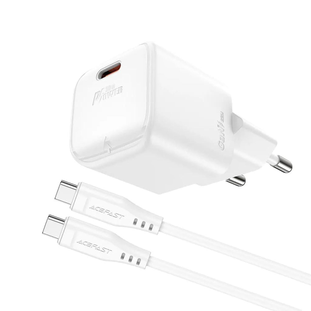 Mrežni punjač s USB-C kabelom Acefast A77, 30W, 3A, 1 x USB-C, Bijeli