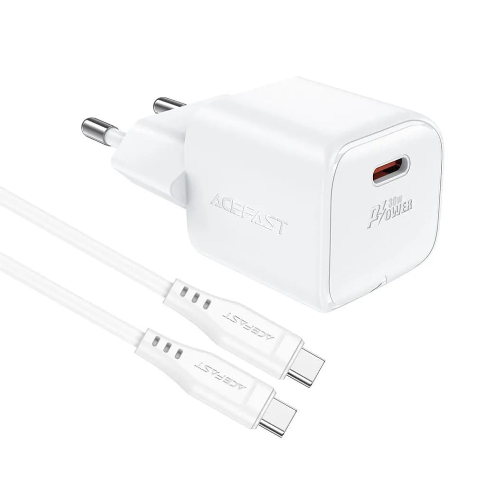 Mrežni punjač s USB-C kabelom Acefast A77, 30W, 3A, 1 x USB-C, Bijeli