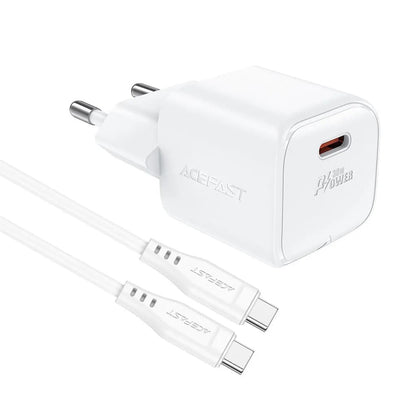 Mrežni punjač s USB-C kabelom Acefast A77, 30W, 3A, 1 x USB-C, Bijeli