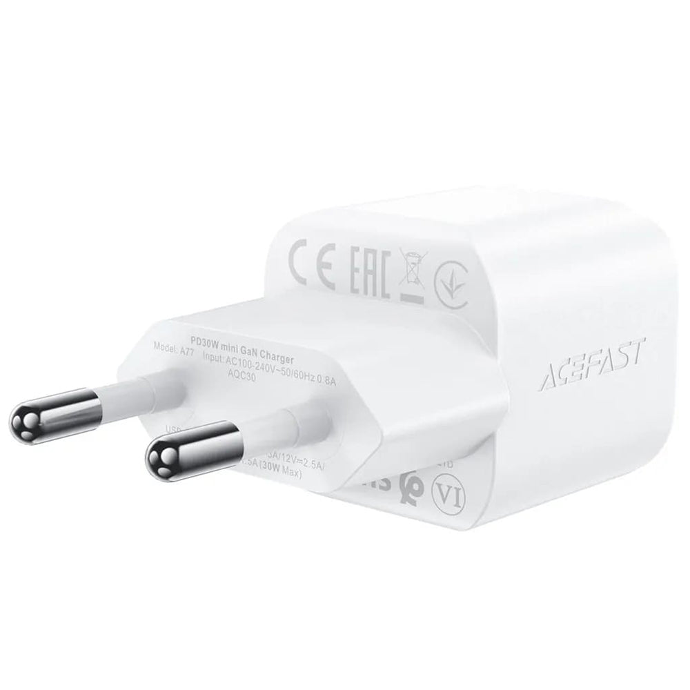 Mrežni punjač s USB-C kabelom Acefast A77, 30W, 3A, 1 x USB-C, Bijeli