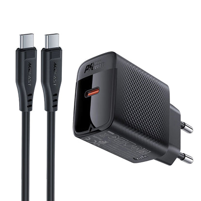 Mrežni punjač s USB-C kabelom Acefast A82, 20W, 3A, 1 x USB-C, Crni