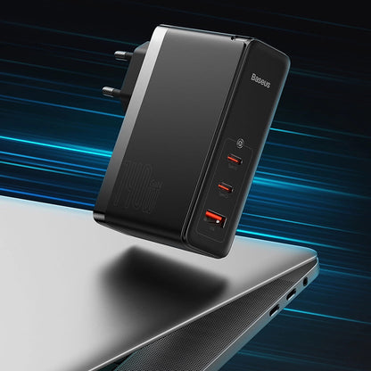 Mrežni punjač s USB-C kabelom Baseus GaN5 Pro, 140W, 5A, 1 x USB-A - 2 x USB-C, Bijeli CCGP100202