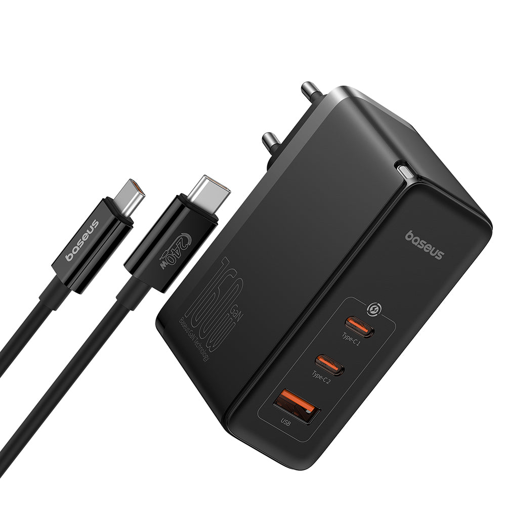 Mrežni punjač s USB-C kabelom Baseus GaN5 Pro, 160W, 5A, 1 x USB-A - 2 x USB-C, Crni P10110825113-00