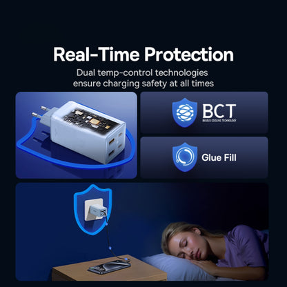 Mrežni punjač s USB-C kabelom Baseus GaN6 Pro, 100W, 3.25A, 2 x USB-A - 2 x USB-C, Plavi P10162705312-00