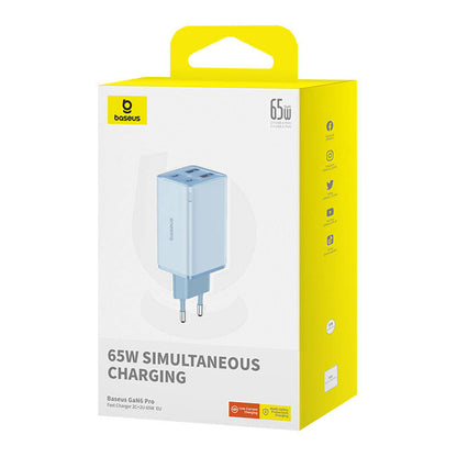 Punjač mreže s USB-C kabelom Baseus GaN6 Pro, 65W, 3.25A, 2 x USB-A - 2 x USB-C, Plavi E0121D00