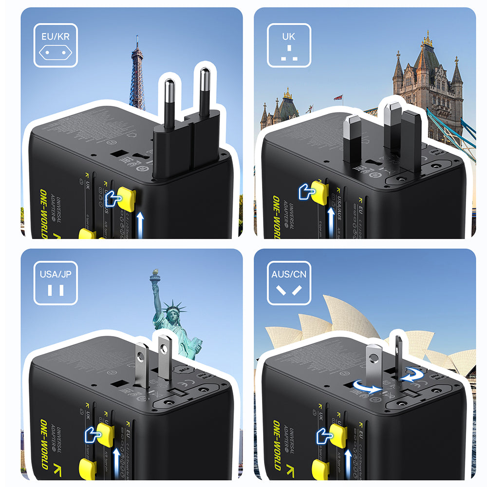 Mrežni punjač s USB-C kabelom Baseus Travel PicoGo AG11, 45W, 2 x utičnica - 1 x USB-C - 2 x USB-A, Crni E0307F00