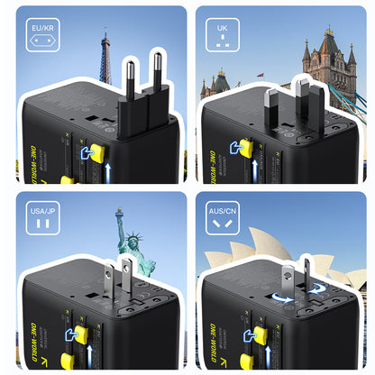 Mrežni punjač s USB-C kabelom Baseus Travel PicoGo AG11, 45W, 2 x utičnica - 1 x USB-C - 2 x USB-A, Crni E0307F00