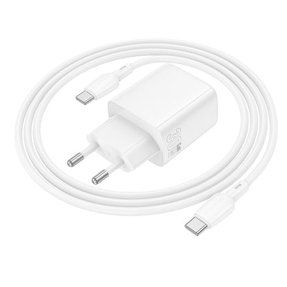 Punjač za mrežu s USB-C kabelom Borofone BN29 Fuente, 30W, 3A, 1 x USB-A - 1 x USB-C, Bijeli