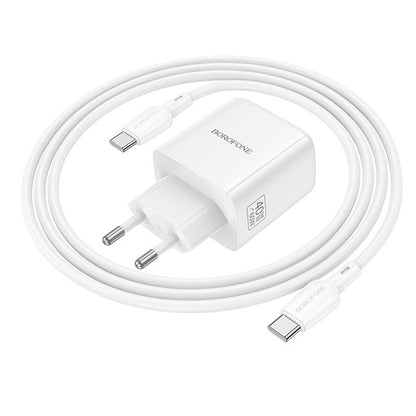 Mrežni punjač s USB-C kabelom Borofone BN33 Fuente, 40W, 1 x USB-C, Bijeli