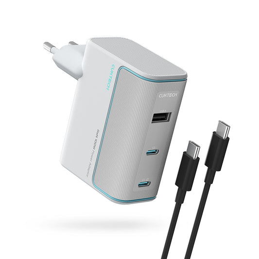 Mrežni punjač s USB-C kabelom Cuktech, 100W, 5A, 1 x USB-A - 2 x USB-C, Bijeli CKAD1003EUGW