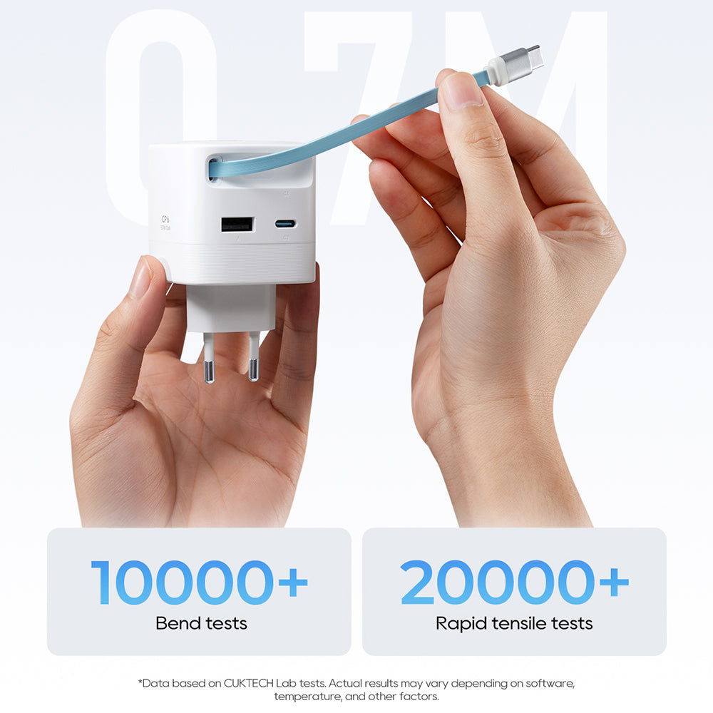 Mrežni punjač s USB-C kabelom Cuktech, 67W, 3.25A, 1 x USB-A - 1 x USB-C, Bijeli CUKA653WEUWT