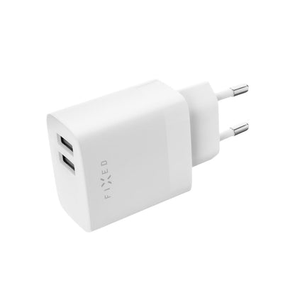Punjač mreže s USB-C kabelom Fixed, 17W, 3A, 2 x USB-A, Bijeli