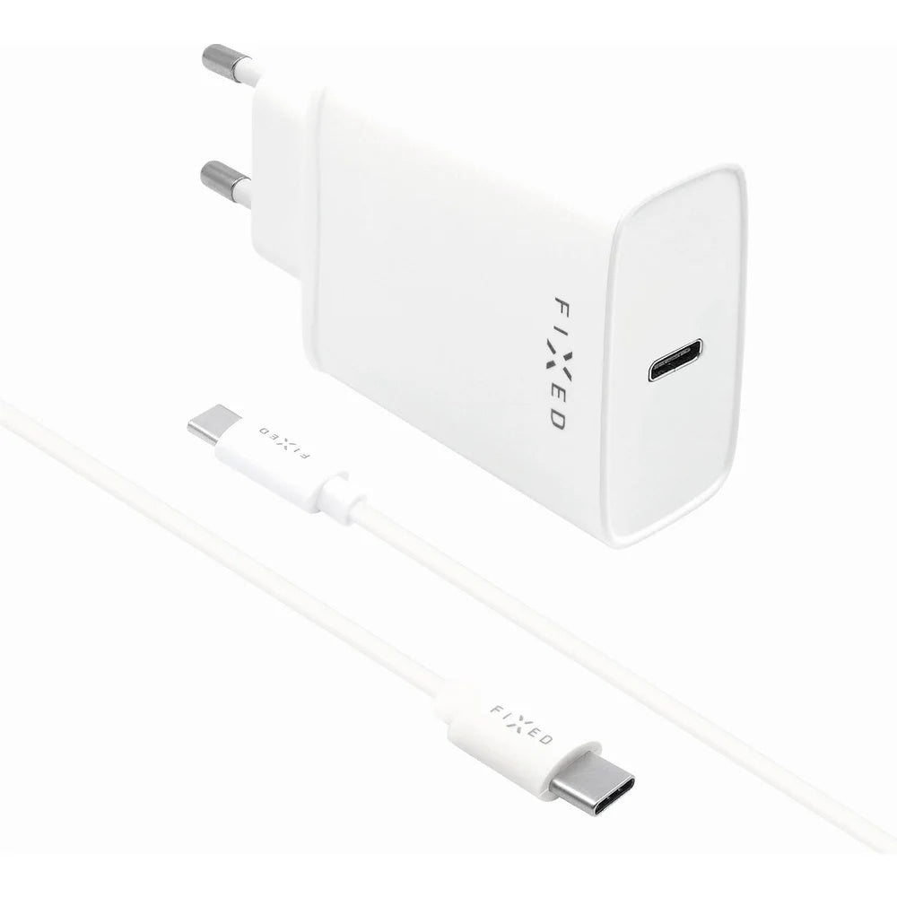 Punjač mreže s USB-C kabelom Fixed, 20W, 3A, 1 x USB-C, Bijeli