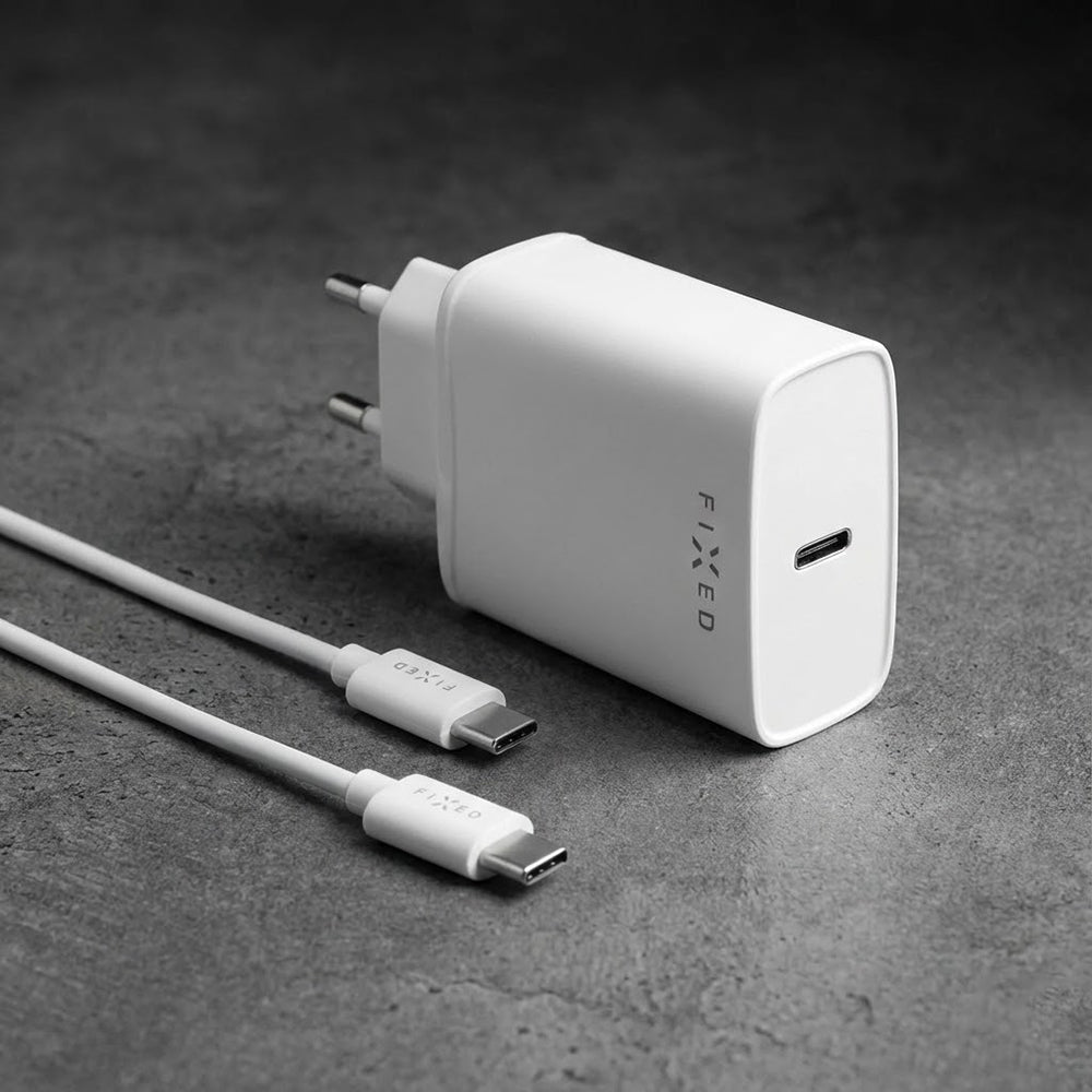 Punjač mreže s USB-C kabelom Fixed, 20W, 3A, 1 x USB-C, Bijeli
