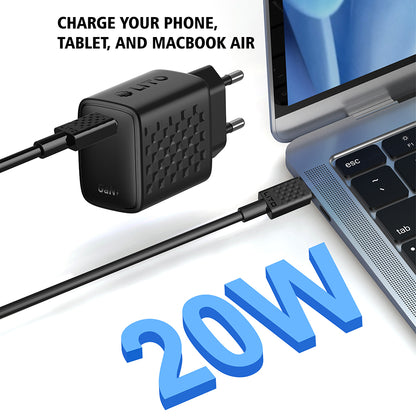 Punjač mreže s USB-C kabelom Lito LC13T, 20W, 3A, 1 x USB-C, Crni
