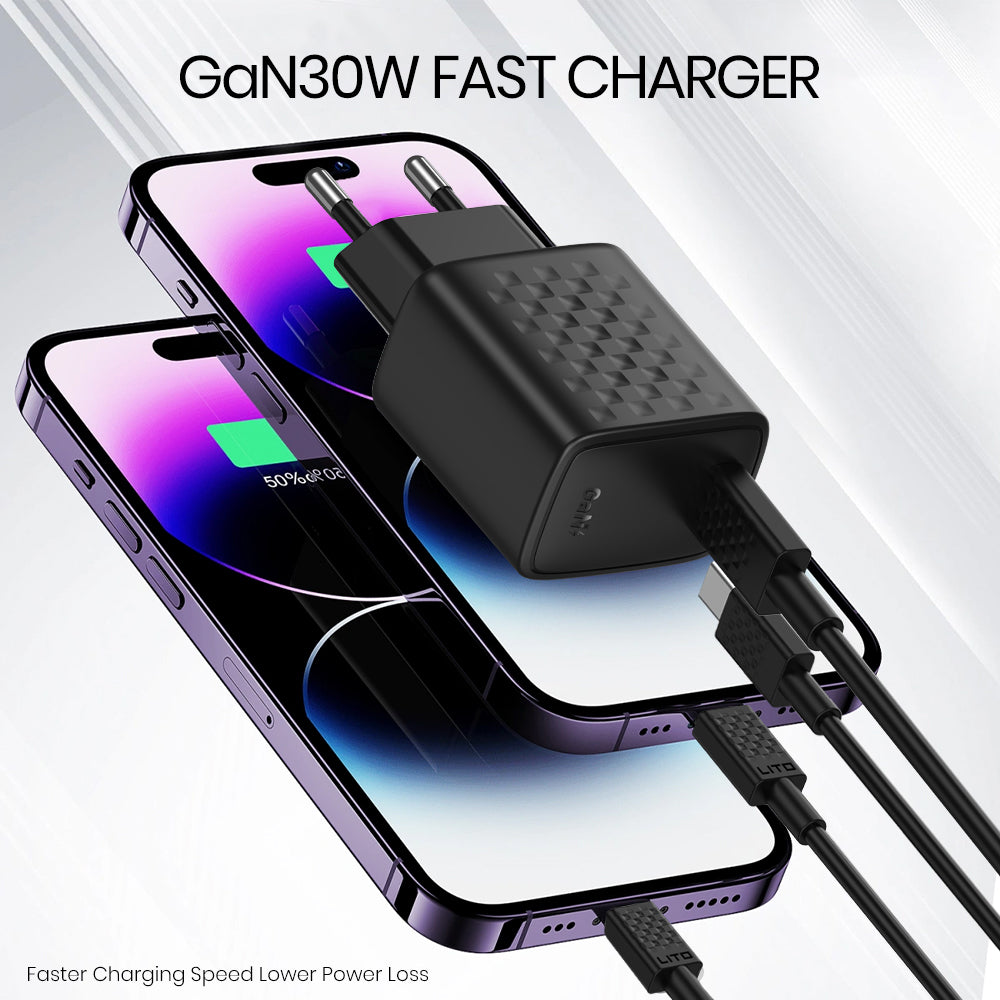 Punjač mreže s USB-C kabelom Lito LC17T, 30W, 3A, 1 x USB-C, Crni