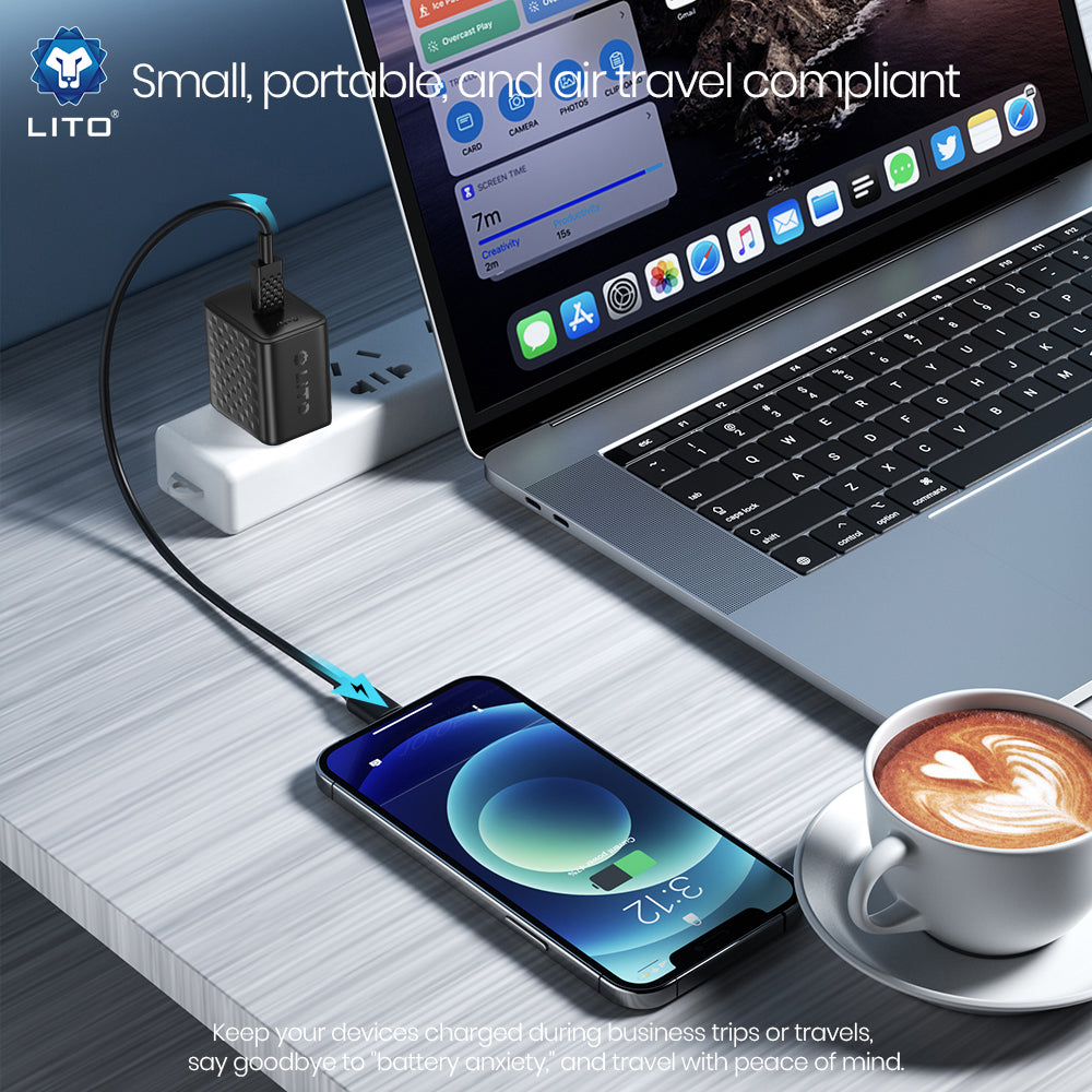 Punjač mreže s USB-C kabelom Lito LC20T, 45W, 3A, 1 x USB-C, Crni