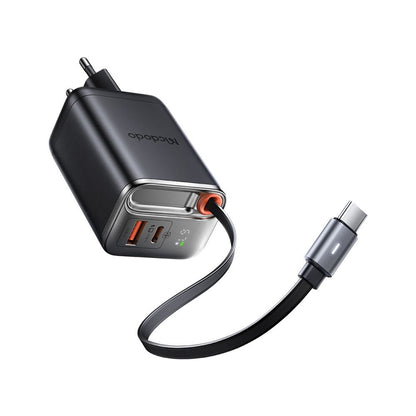 Mrežni punjač s USB-C kabelom McDodo CH-4100 FreeGo Display, 67W, 3.35A, 1 x USB-A - 1 x USB-C, Crni