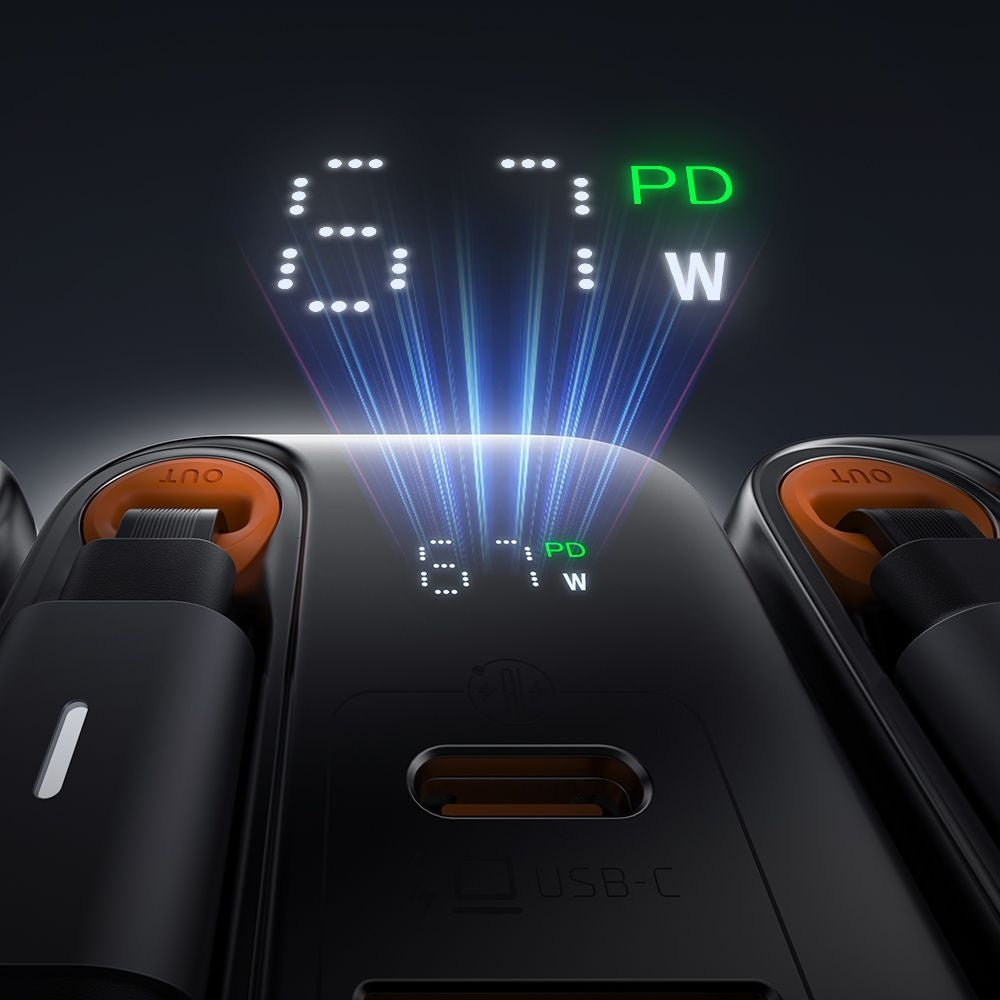 Mrežni punjač s USB-C kabelom McDodo CH-4100 FreeGo Display, 67W, 3.35A, 1 x USB-A - 1 x USB-C, Crni