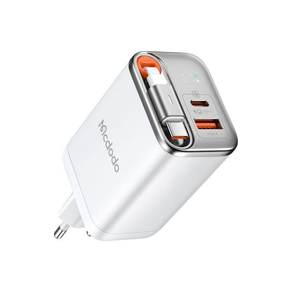 Mrežni punjač s USB-C kabelom McDodo CH-4103 FreeGo Display, 67W, 3.35A, 1 x USB-A - 1 x USB-C, Bijeli