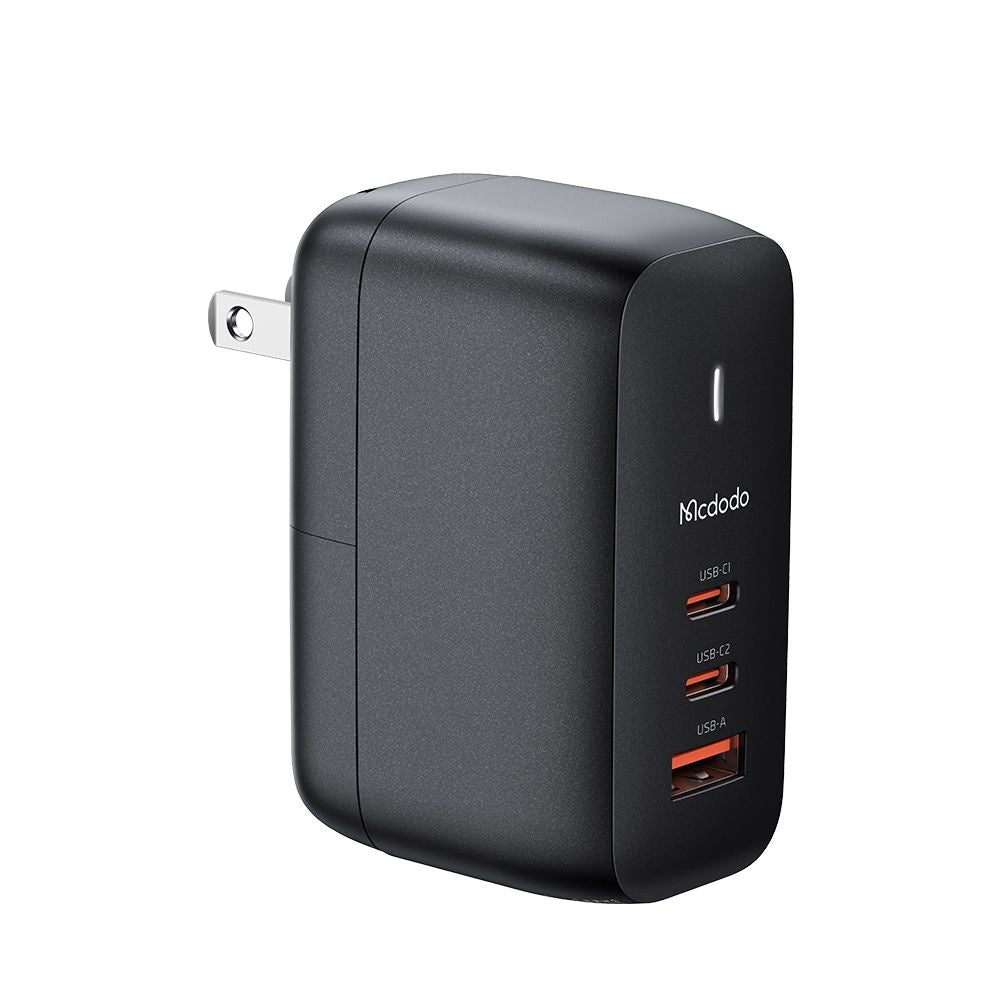 Punjač za mrežu s USB-C kabelom McDodo CH-8442 Mecha Travel, 65W, 5A, 1 x USB-A - 2 x USB-C, Crni