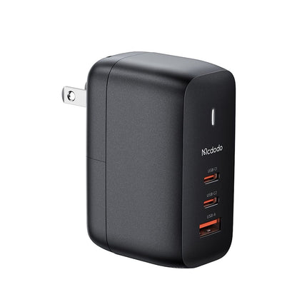 Punjač za mrežu s USB-C kabelom McDodo CH-8442 Mecha Travel, 65W, 5A, 1 x USB-A - 2 x USB-C, Crni
