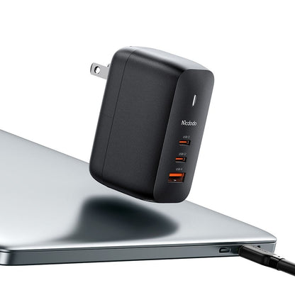 Punjač za mrežu s USB-C kabelom McDodo CH-8442 Mecha Travel, 65W, 5A, 1 x USB-A - 2 x USB-C, Crni