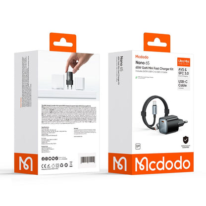 Punjač za mrežu s USB-C kabelom Mcdodo Nano CH-8262, 65W, 3.25A, 1 x USB-C, Crna