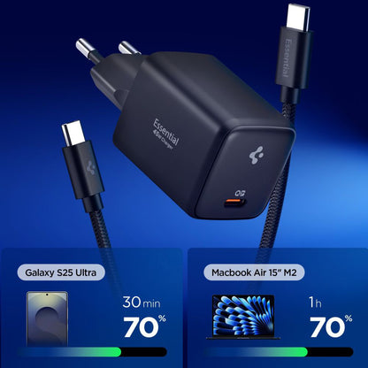 Mrežni punjač sa USB-C kabelom Spigen EE451EU Essential, 45W, 3A, 1 x USB-C, Crni ACH09474