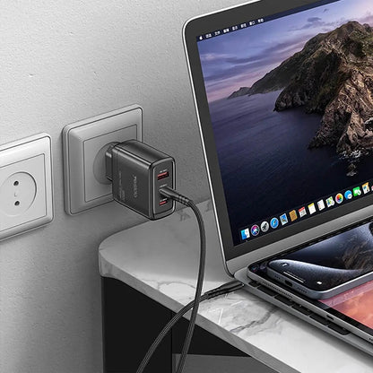 Punjač mreže s USB-C kabelom Yesido YC144C, 65W, 3.25A, 1 x USB-A - 2 x USB-C, Crni
